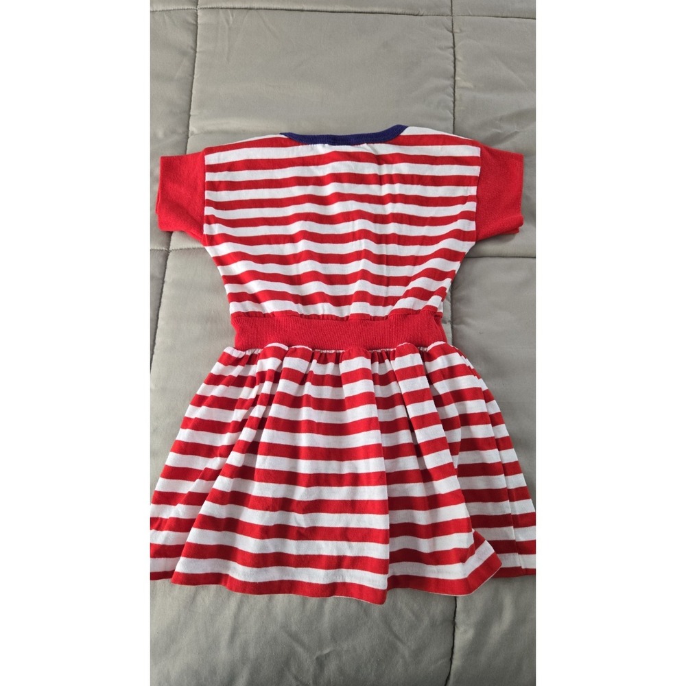 Vintage Buster Brown Sailor Anchor Dress 4T USA Red White Stripe Nautical Cute - Picture 5 of 5